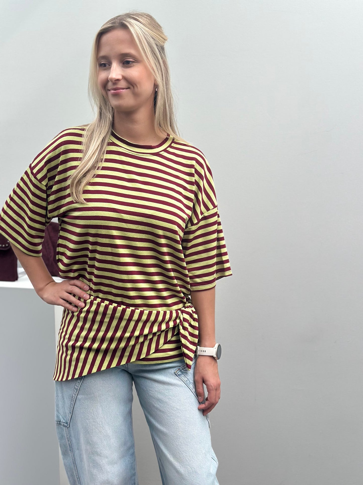 Sari T-shirt | Groen - Bordeaux