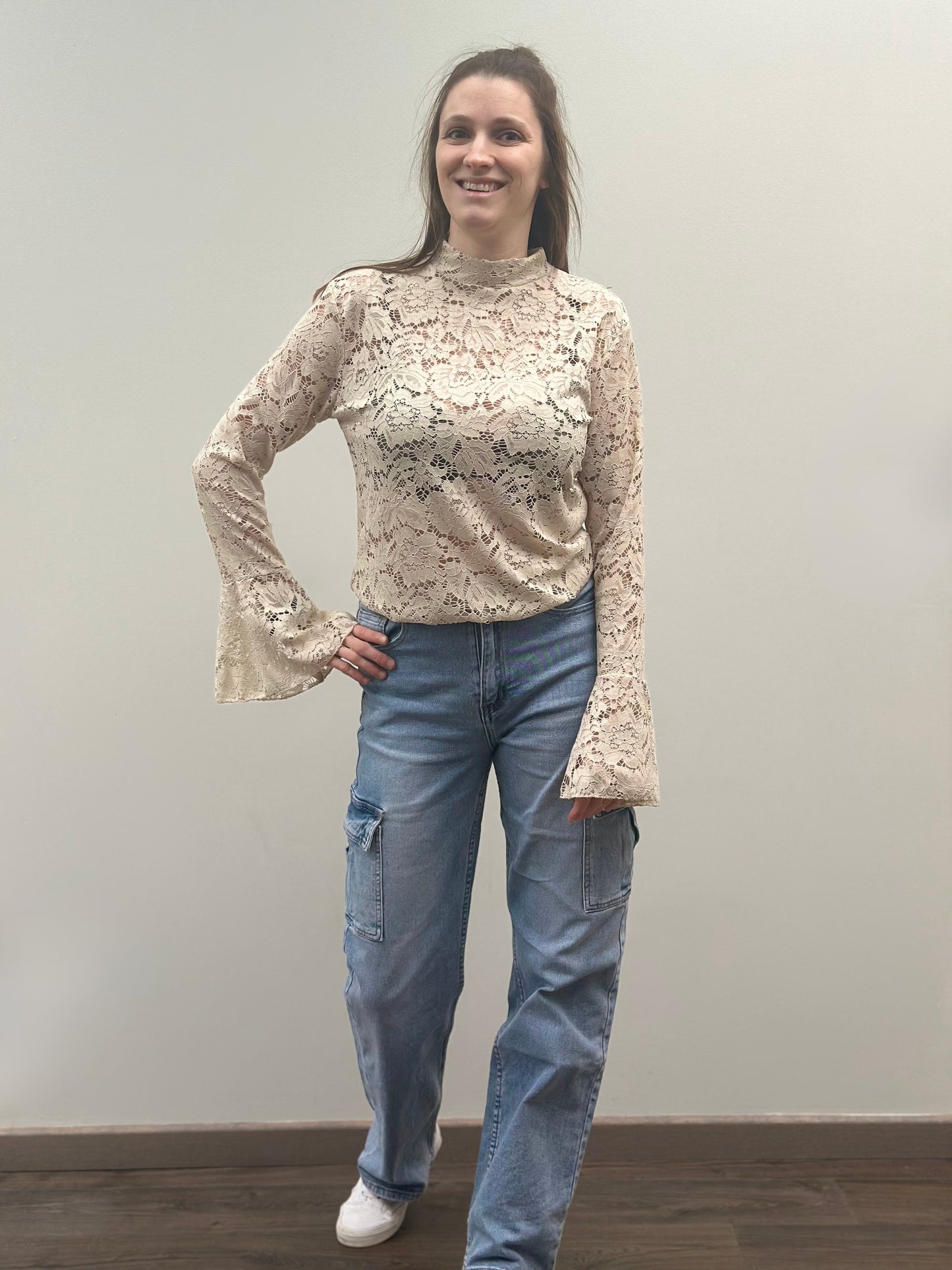 Lace t-shirt | Beige