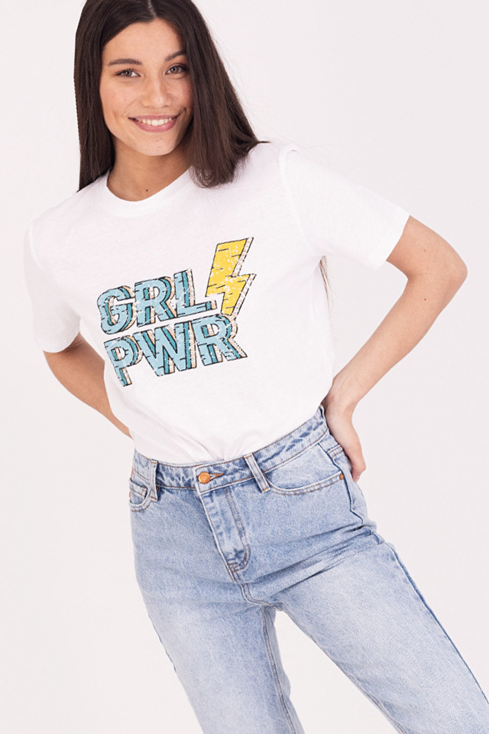 GRL PWR t-shirt | Blauw