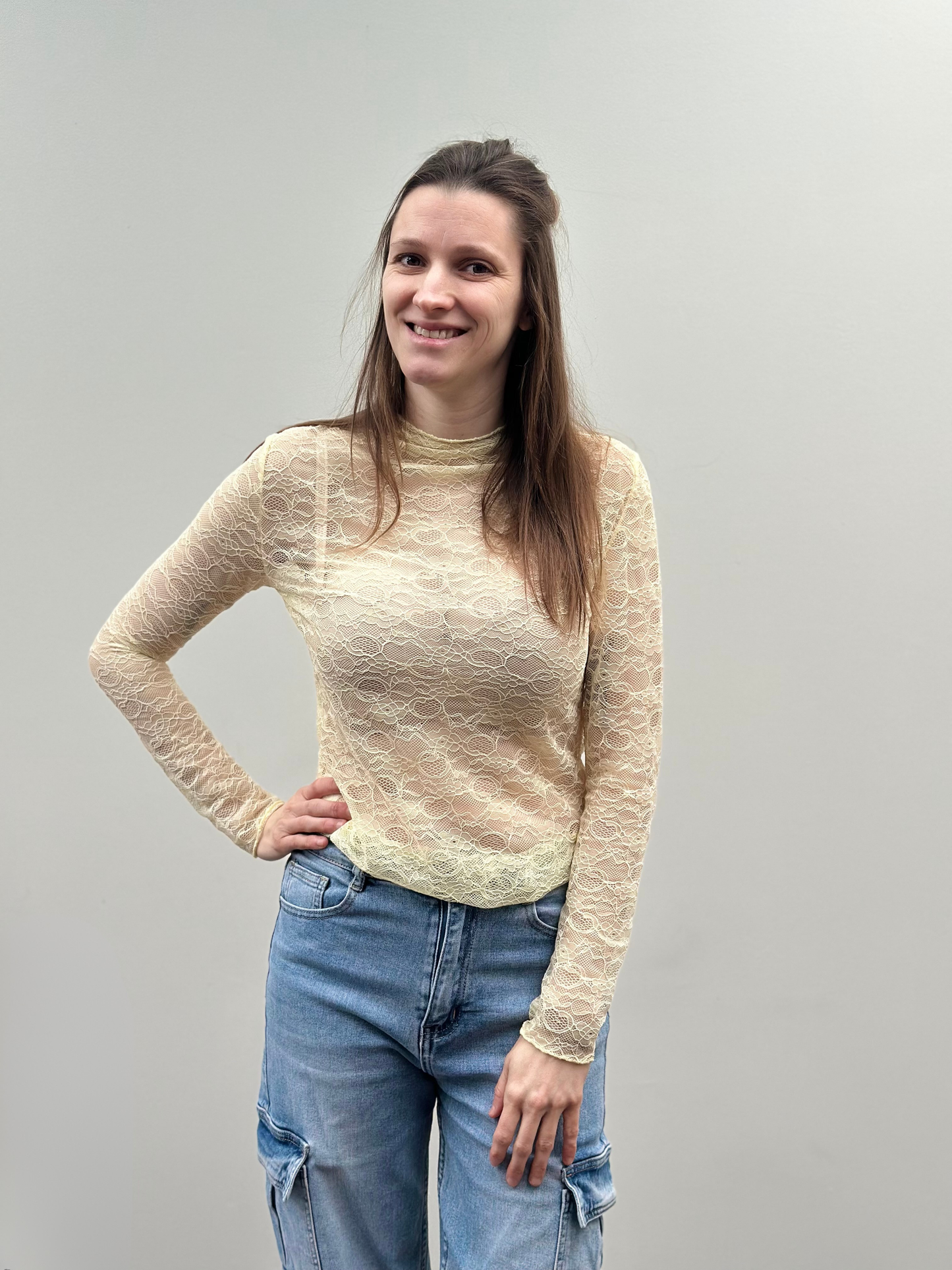 Amy lace t-shirt | Geel