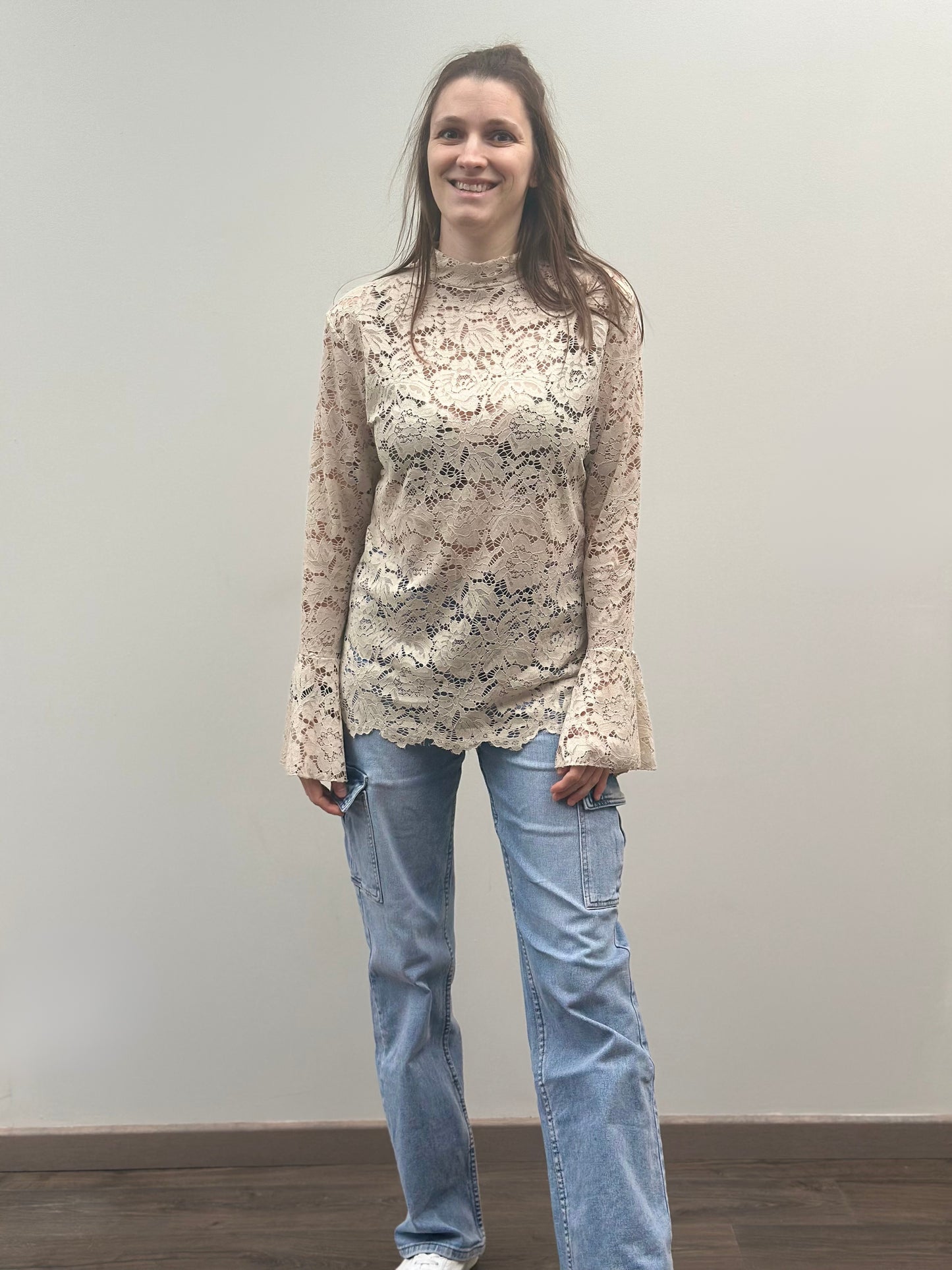 Lace t-shirt | Beige