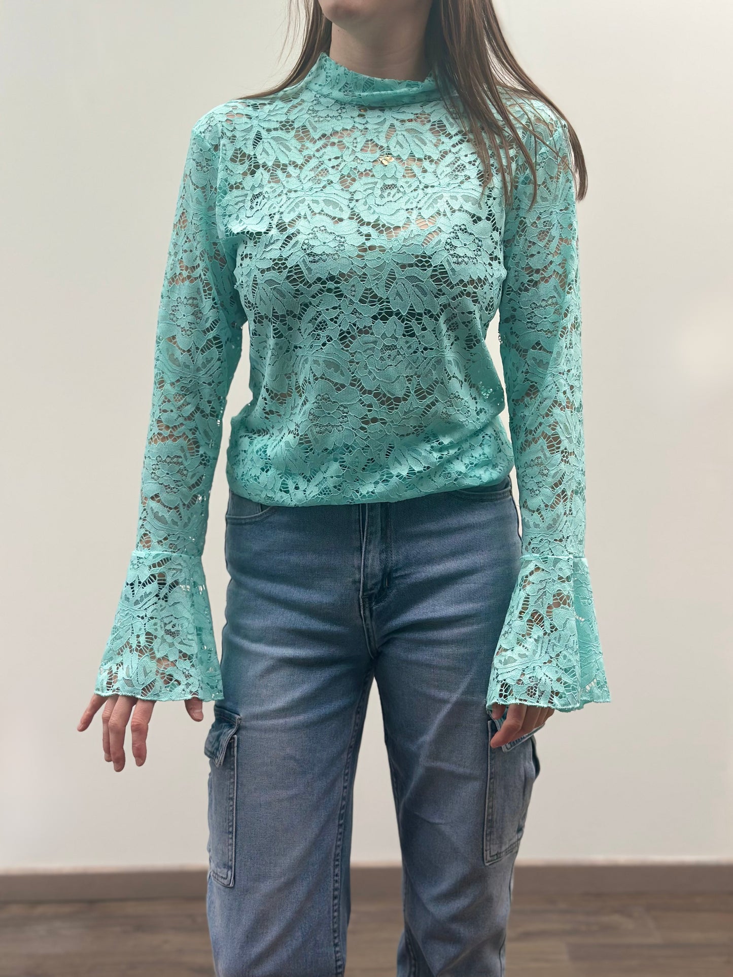 Lace t-shirt | Muntgroen