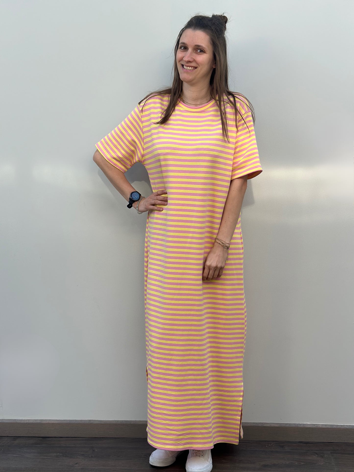 Stripe dress | Geel