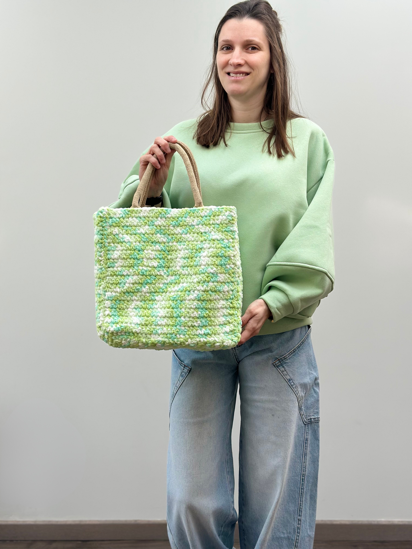 Shopping bag | Medium | Spikkel groen-wit