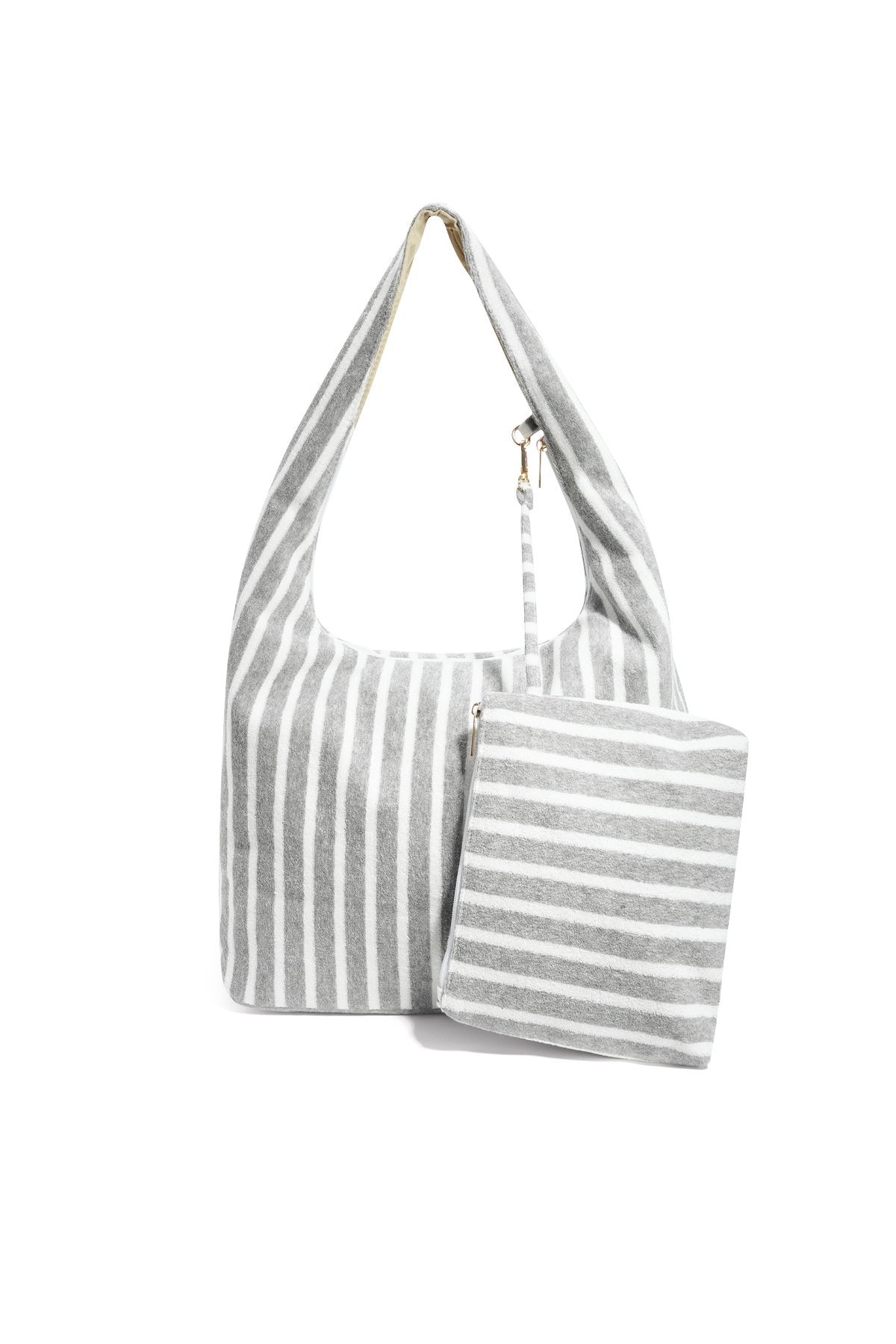 Shopping bag streep | Grijs/wit