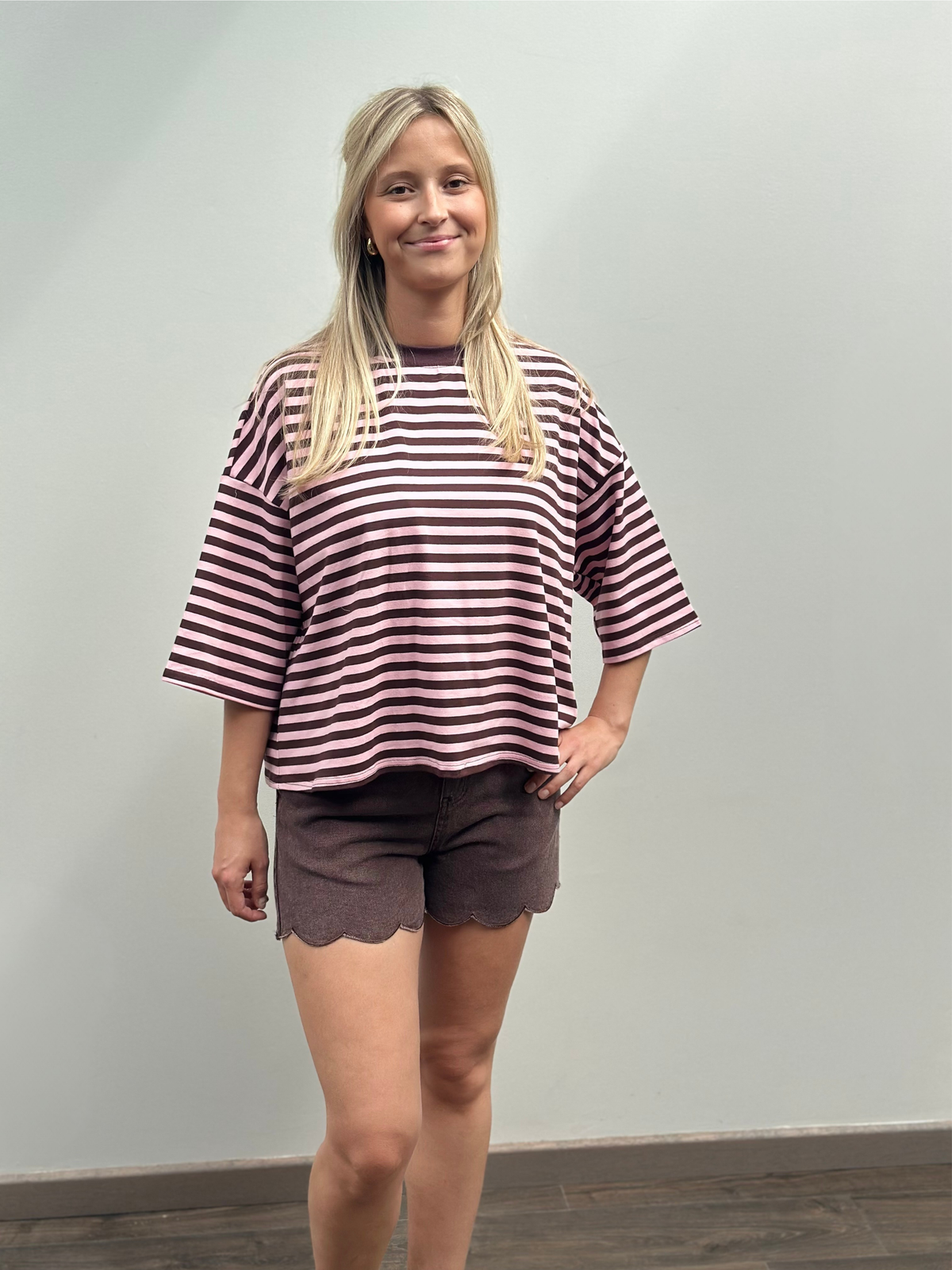Luna T-shirt | Bruin - Roos