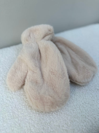 Wanten fluffy lichtbeige