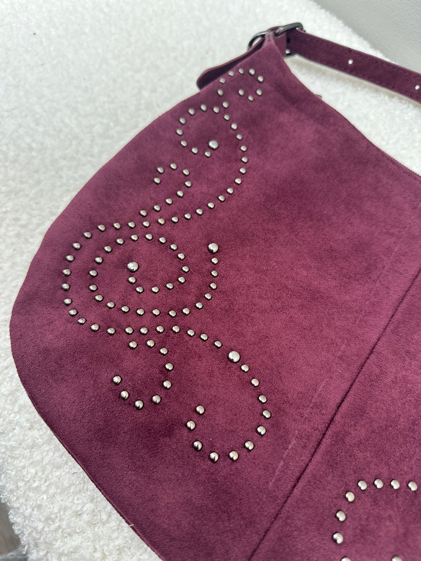 Handtas Suede Studs | Bordeaux