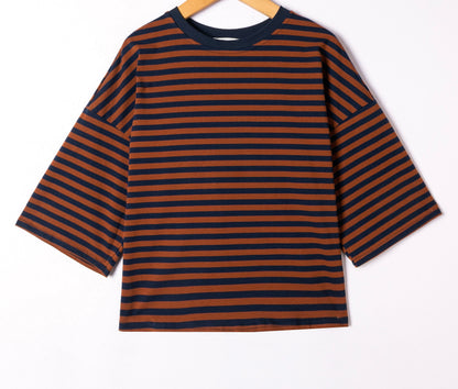 Luna T-shirt | Cognac - donkerblauw