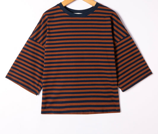 Luna T-shirt | Cognac - donkerblauw