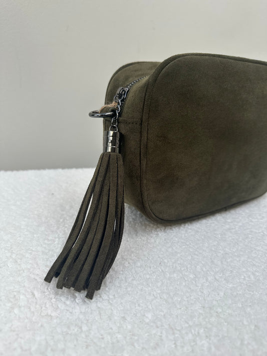 Suede handbag | Kaki