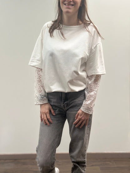 Lace t-shirt | Wit