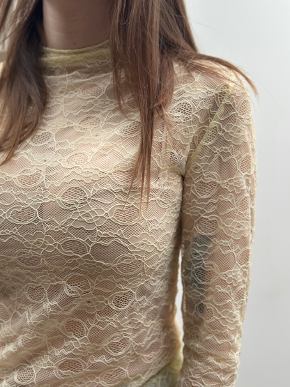 Amy lace t-shirt | Geel