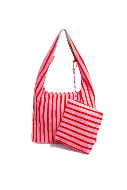 Shopping bag streep | Roos/rood
