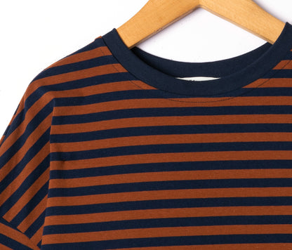 Luna T-shirt | Cognac - donkerblauw