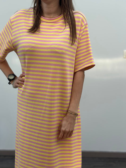 Stripe dress | Geel