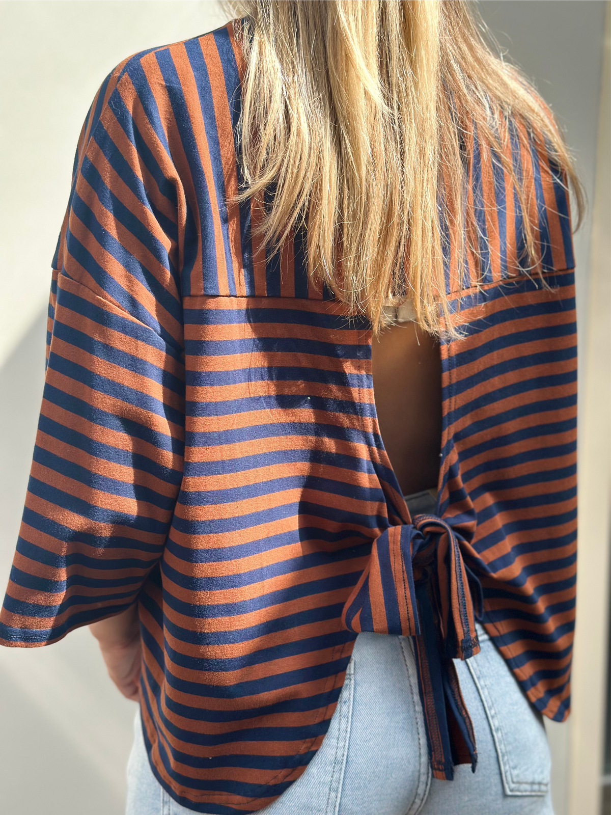 Luna T-shirt | Cognac - donkerblauw