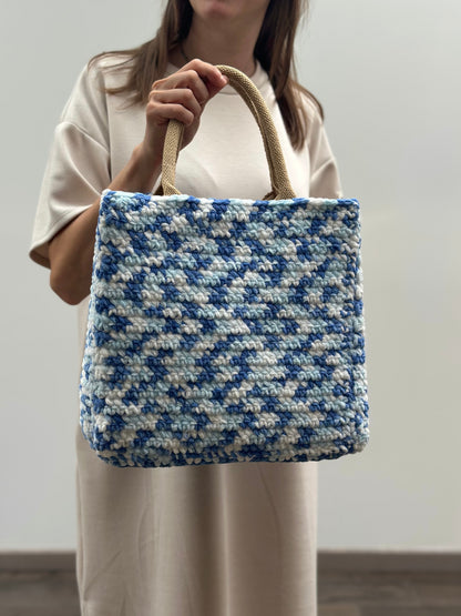 Shopping bag | Medium | Spikkel blauw