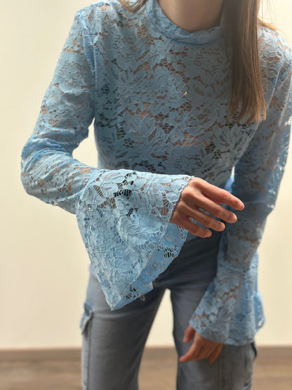 Lace t-shirt | Lichtblauw