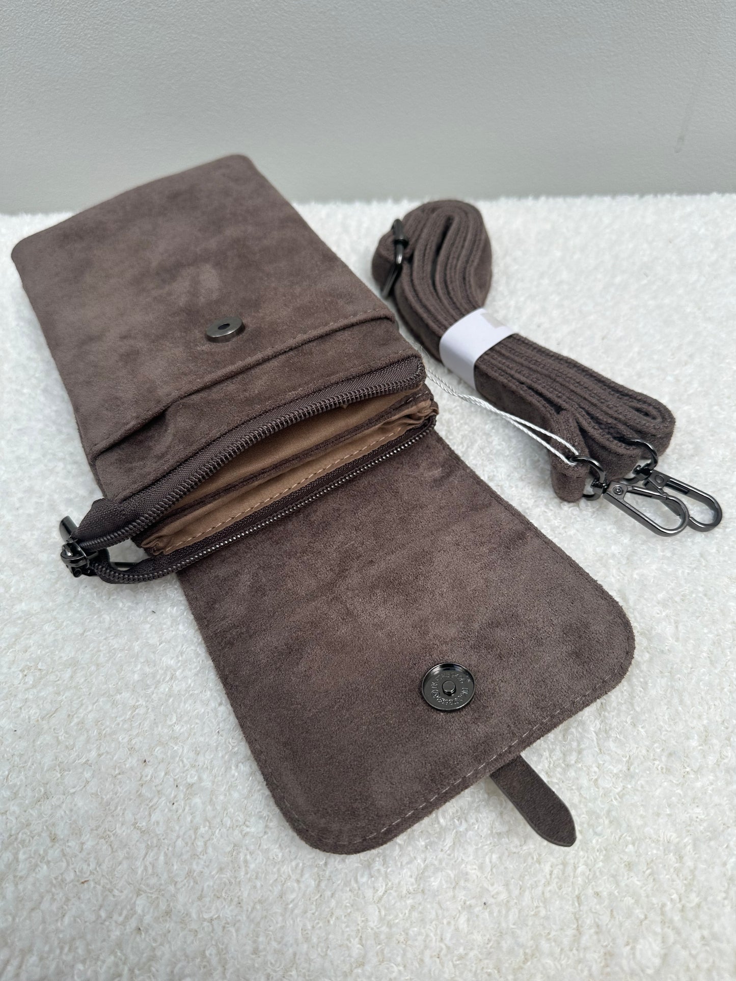 Handtasje Suede Studs | Taupe