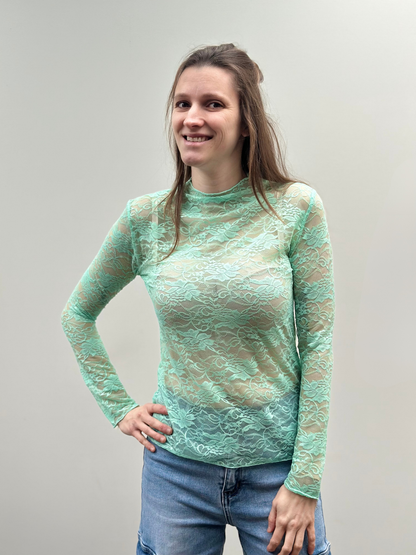 Amy lace t-shirt | Muntgroen