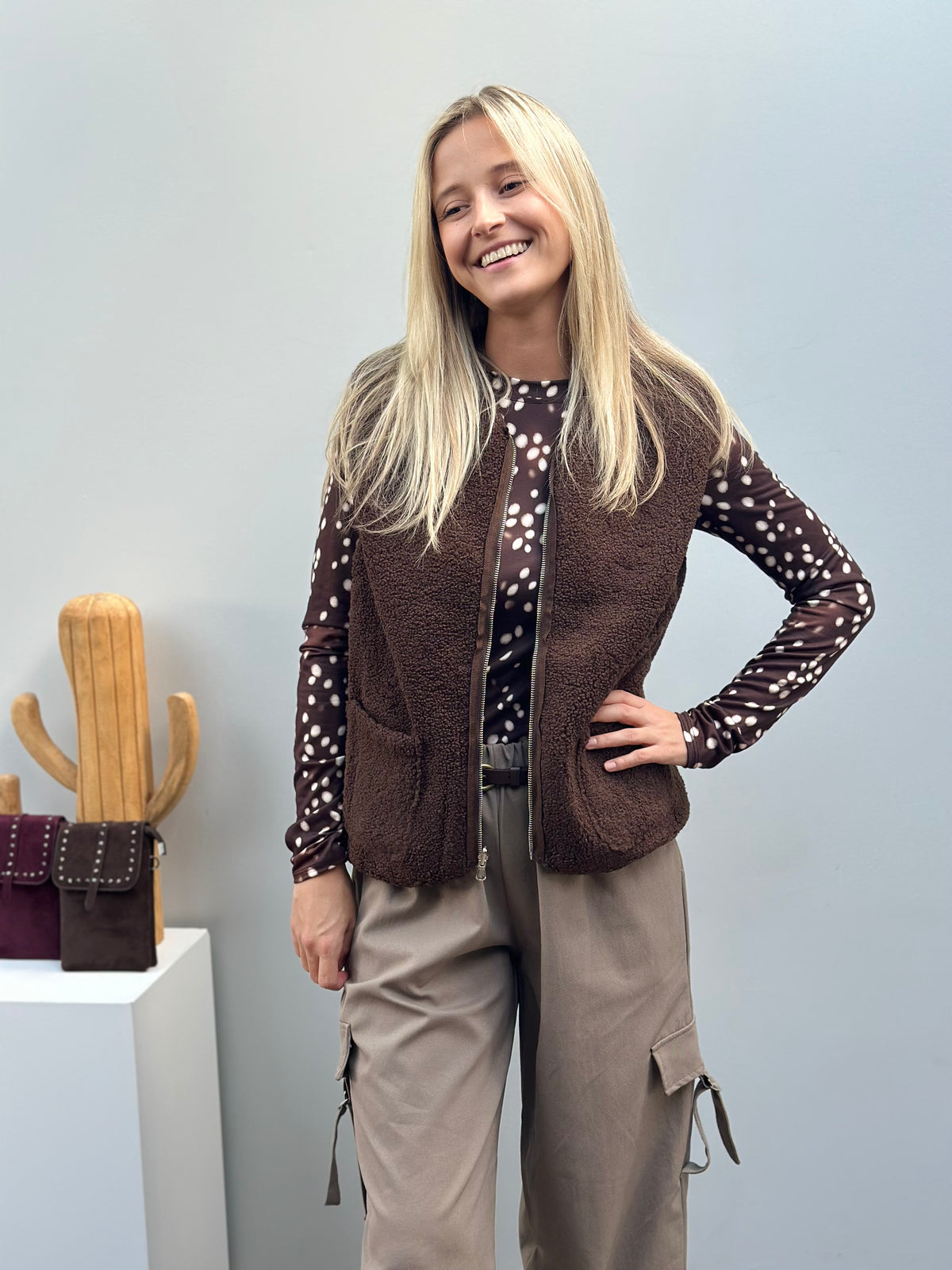 Keyla Gilet Reversible | Bruin