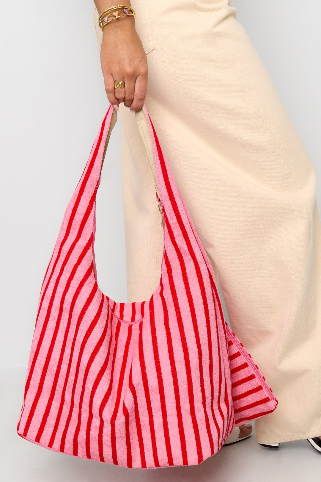 Shopping bag streep | Roos/rood