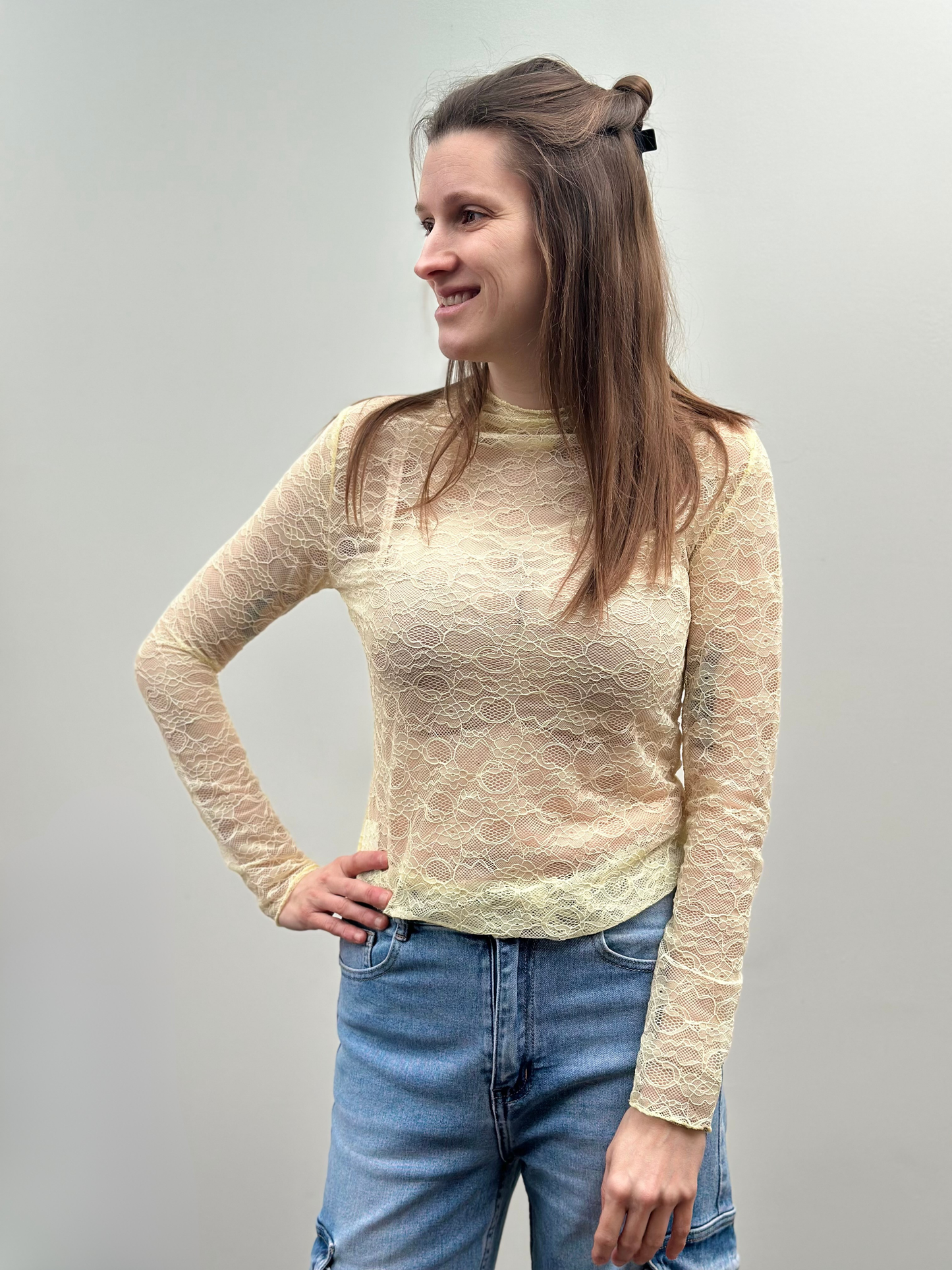 Amy lace t-shirt | Geel