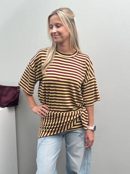 Sari T-shirt | Groen - Bordeaux