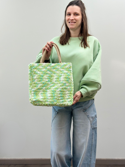 Shopping bag | Medium | Spikkel groen-wit