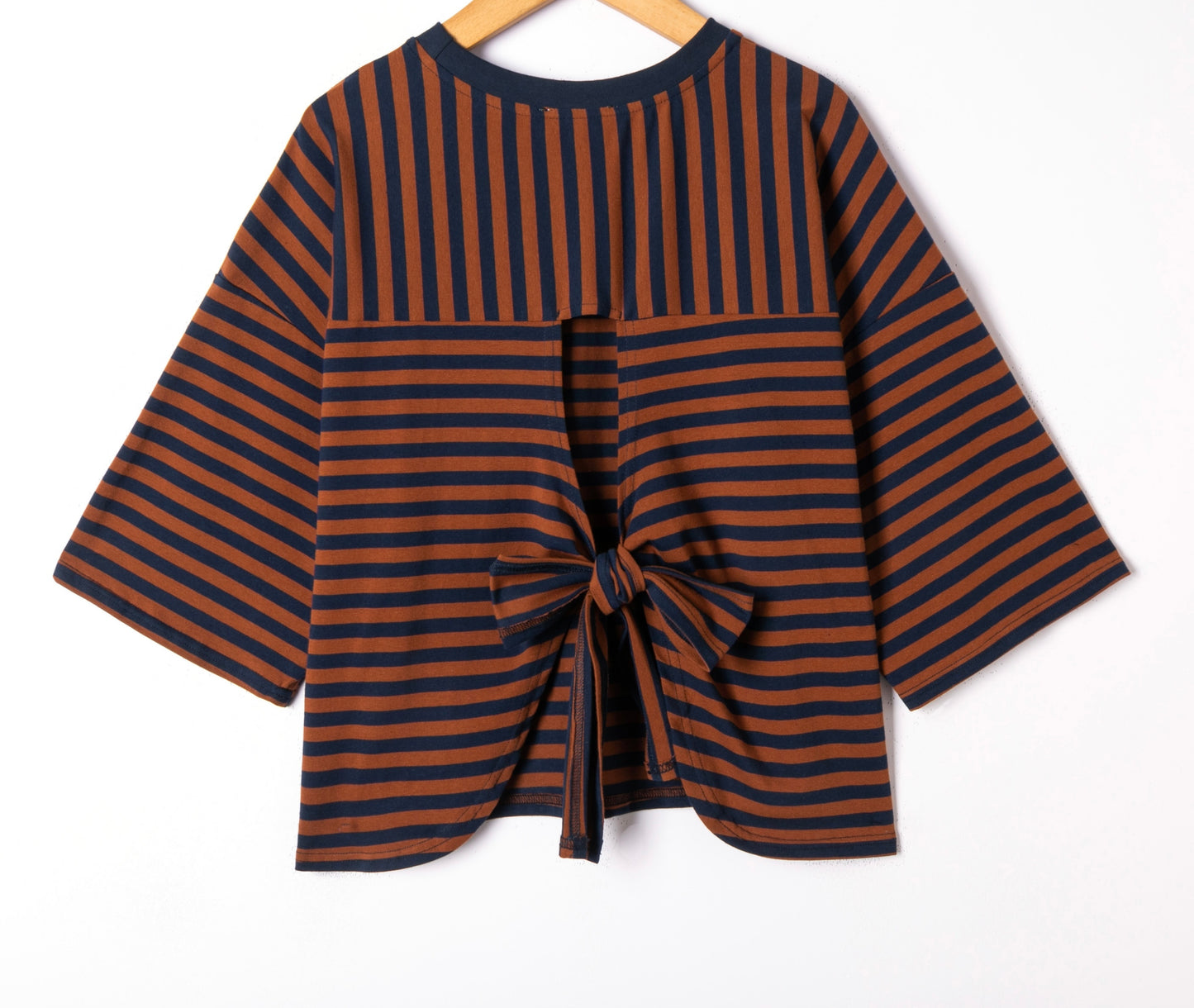 Luna T-shirt | Cognac - donkerblauw