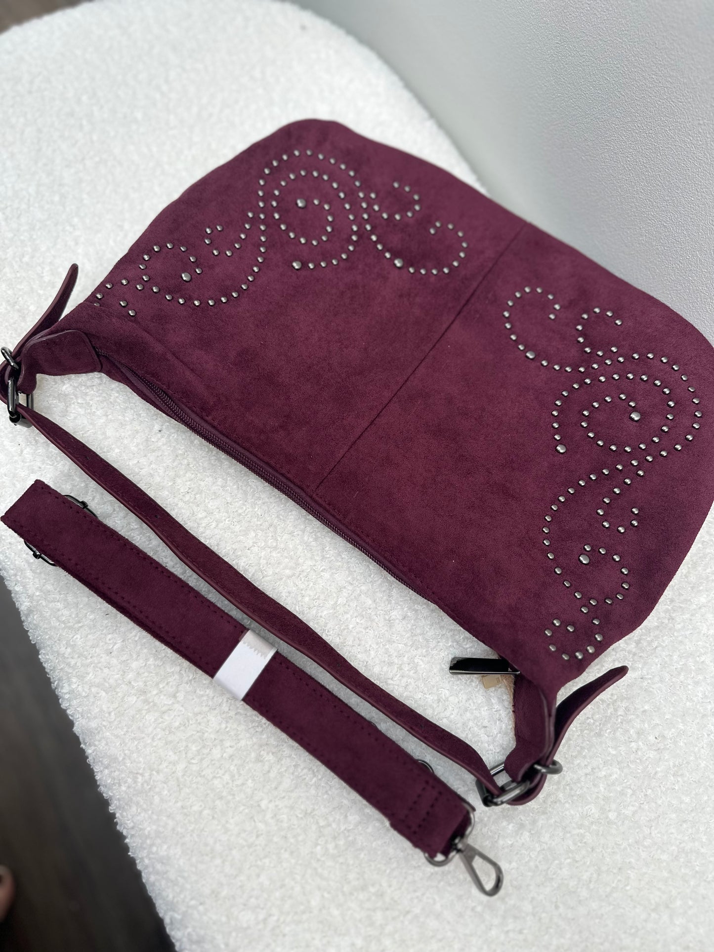 Handtas Suede Studs | Bordeaux