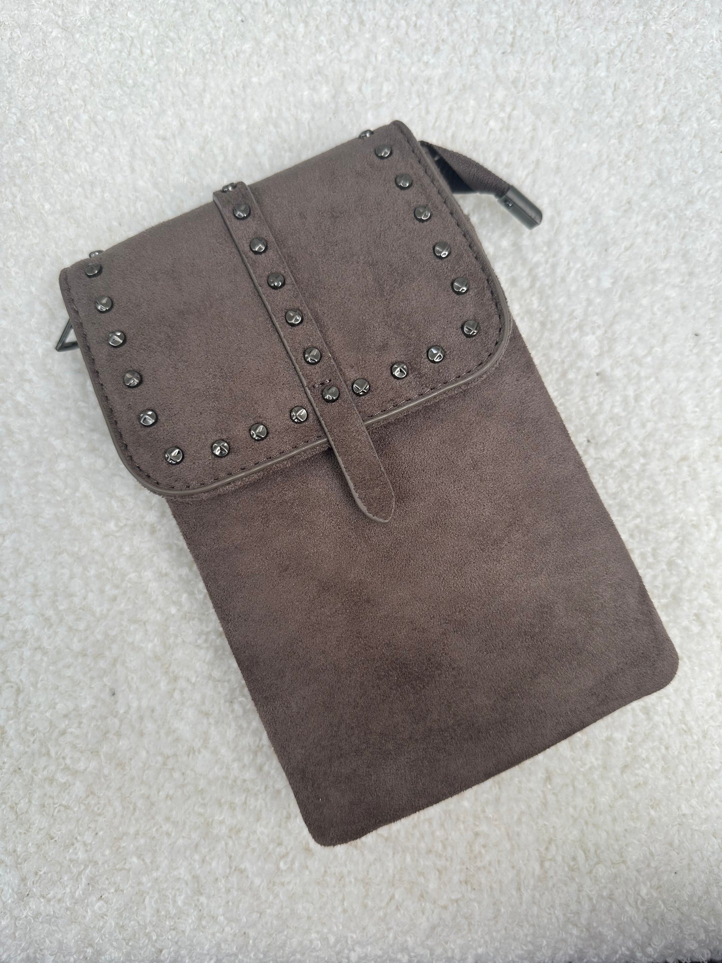 Handtasje Suede Studs | Taupe