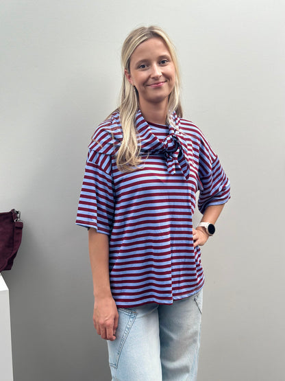 Sari T-shirt | Lichtblauw - Bordeaux
