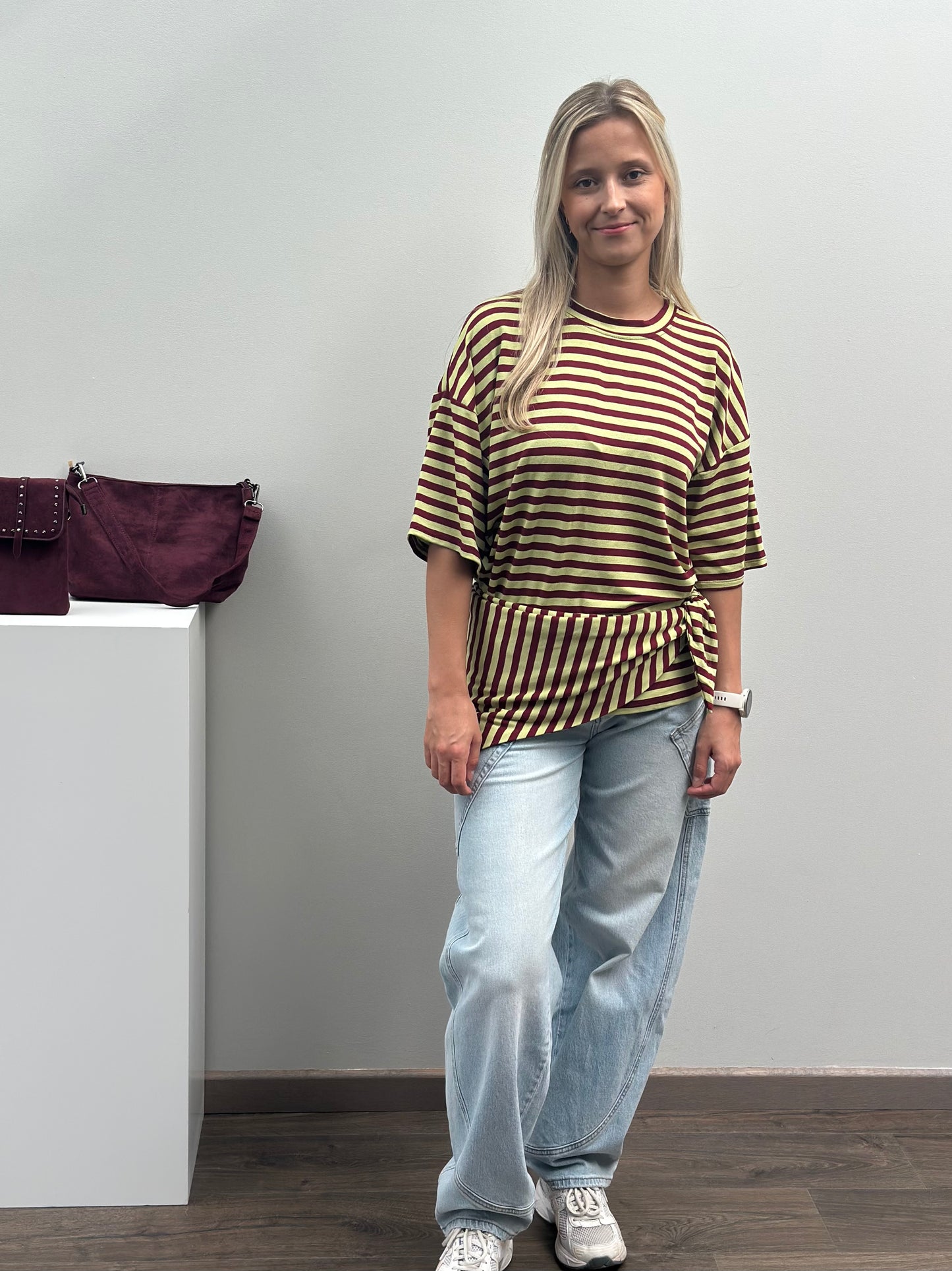 Sari T-shirt | Groen - Bordeaux