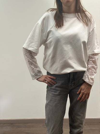 Lace t-shirt | Wit