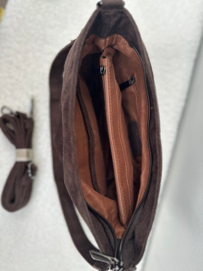 Handtas Suede Basic | Bruin