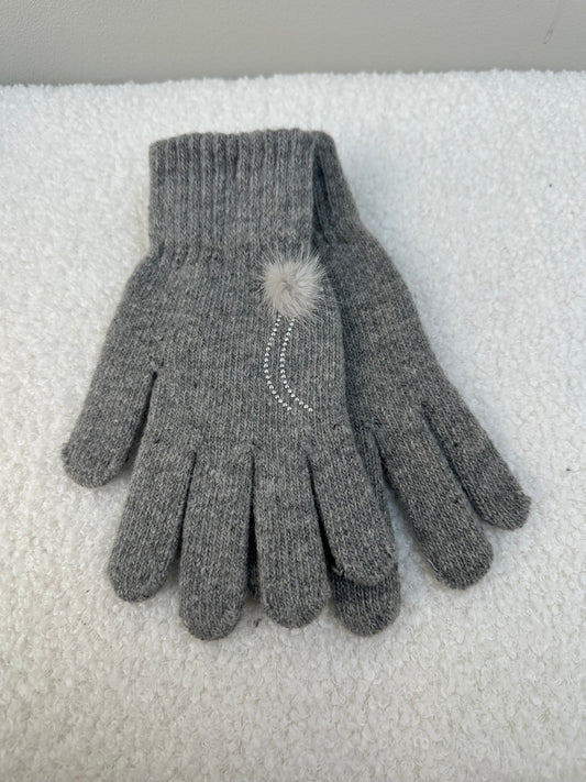 Handschoenen pompon grijs