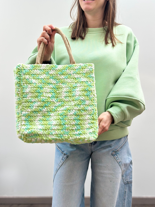 Shopping bag | Medium | Spikkel groen-wit